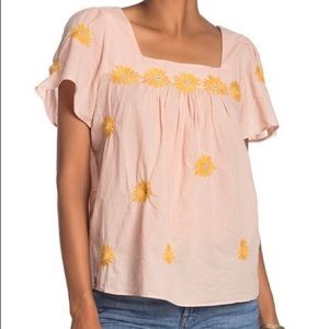 Madewell Square Neck Embroidered Top